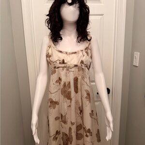 Cynthia Steffe Cream and Brown Floral Midi Dress